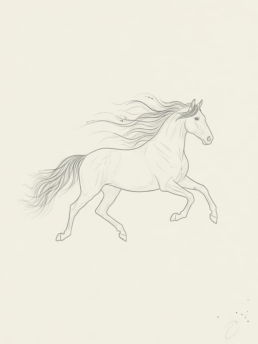 Fine Line Horse tattoo