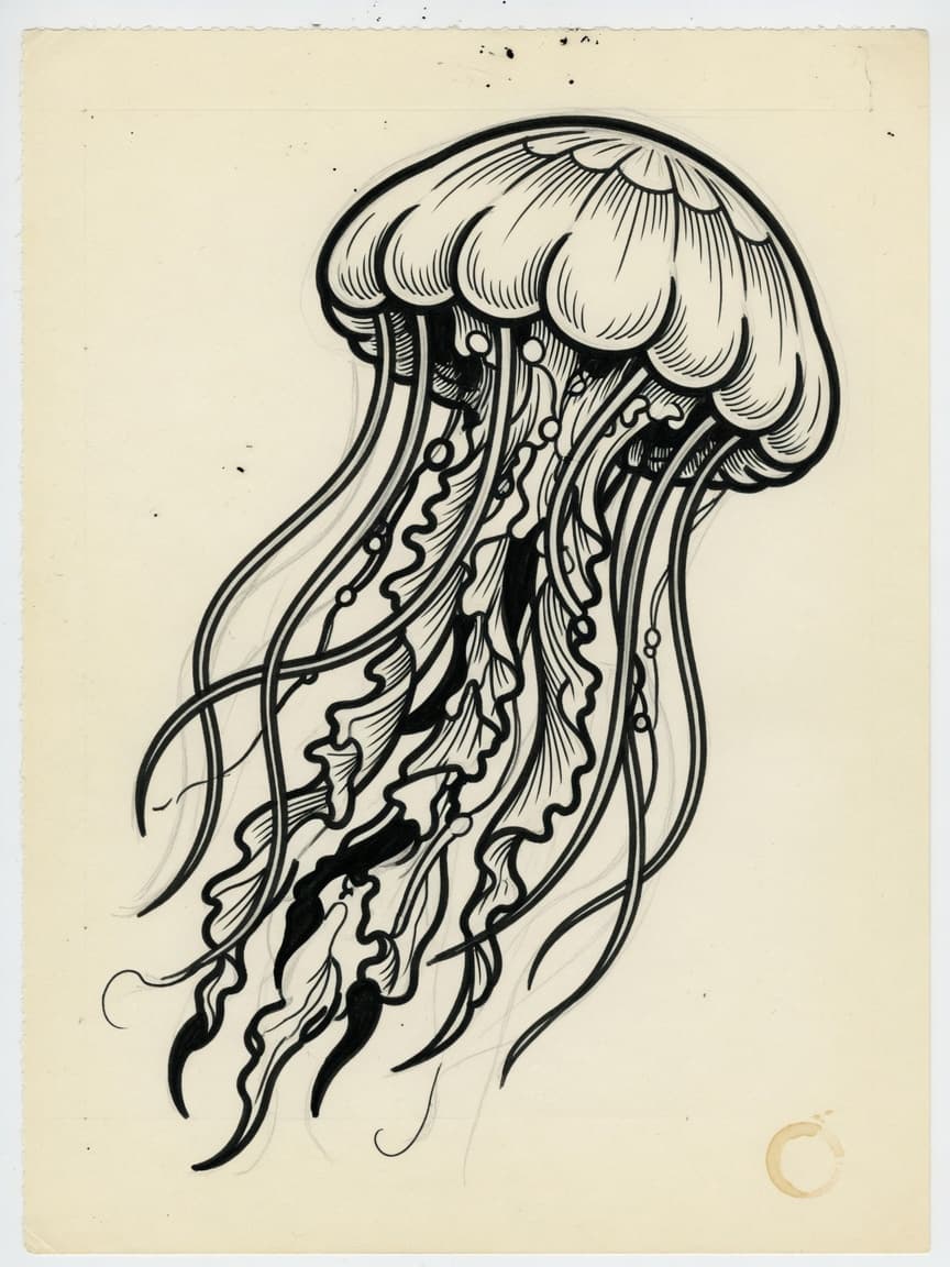 American Traditional Jellyfish tattoo