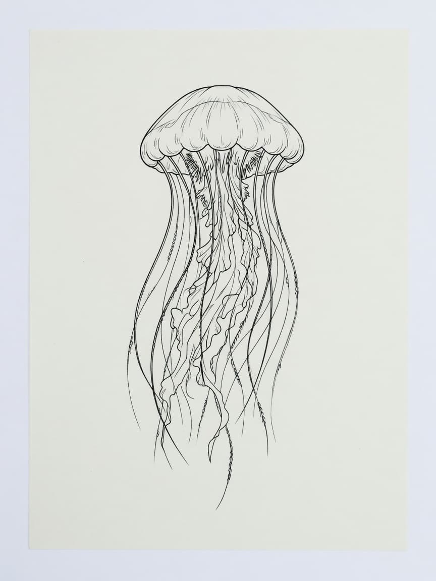 Jellyfish — Fine Line Tattoo Design #1 — Fine Line tattoo design for the Forearm