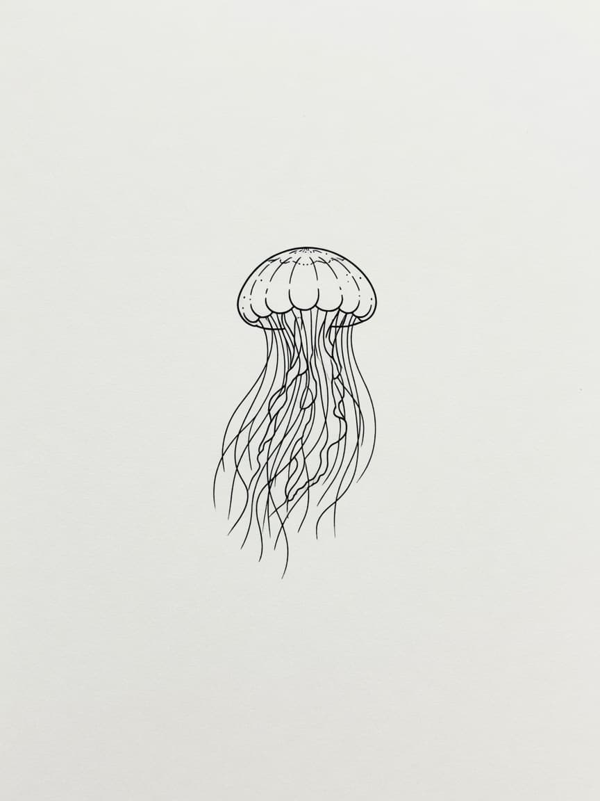 Jellyfish — Fine Line Tattoo Design #3 — Fine Line jellyfish tattoo design