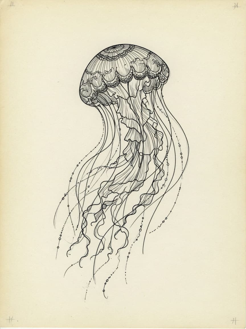 Fine Line Jellyfish tattoo