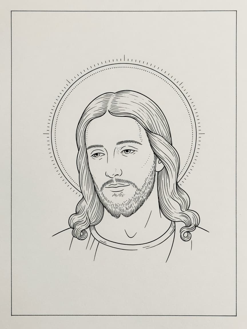 Jesus — Fine Line Tattoo Design #2 — Fine Line jesus tattoo design
