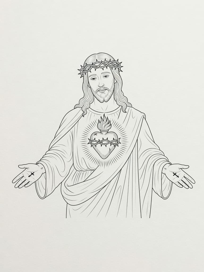 Jesus — Fine Line Tattoo Design #3 — Fine Line jesus tattoo design