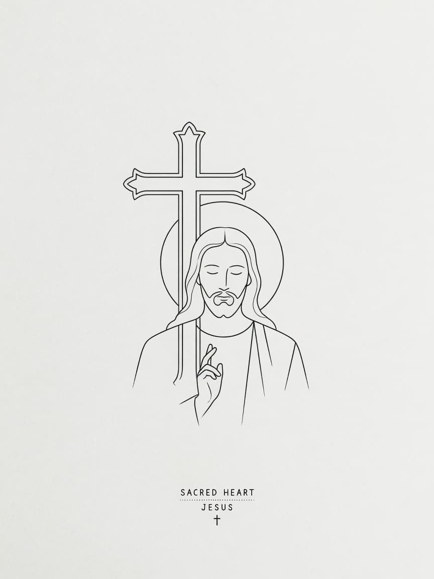 Jesus — Fine Line Tattoo Design #4 — Fine Line jesus tattoo design