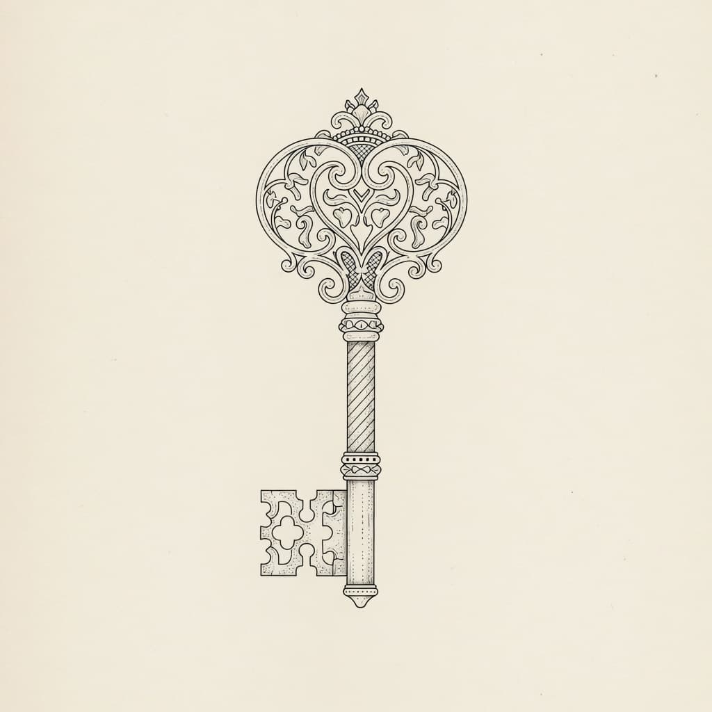 Key — Fine Line Tattoo — Fine Line tattoo design for the Forearm