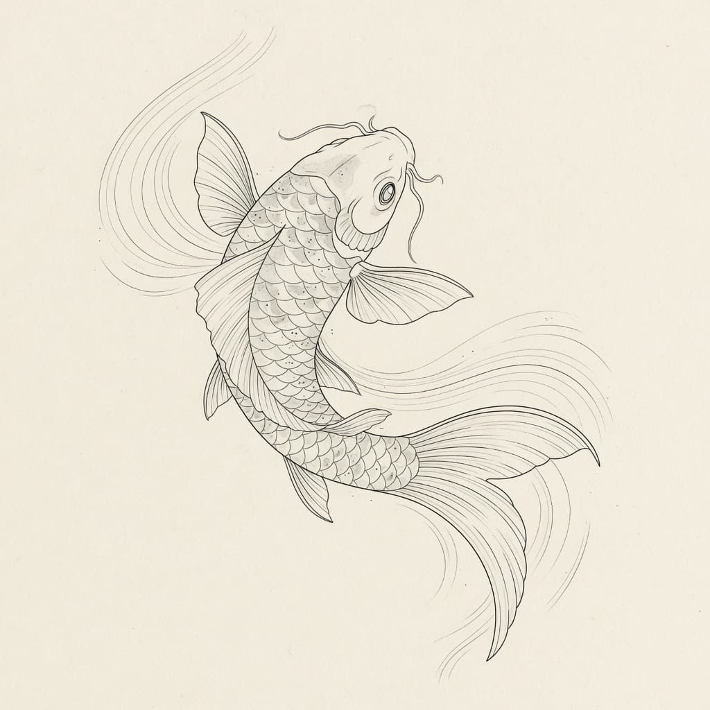 Koi — Fine Line Tattoo — Fine Line tattoo design for the Forearm