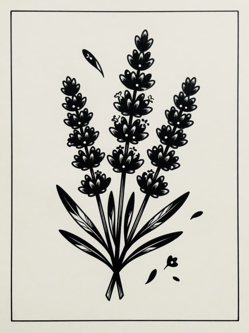 Lavender — Blackwork Tattoo Design — Blackwork lavender tattoo design