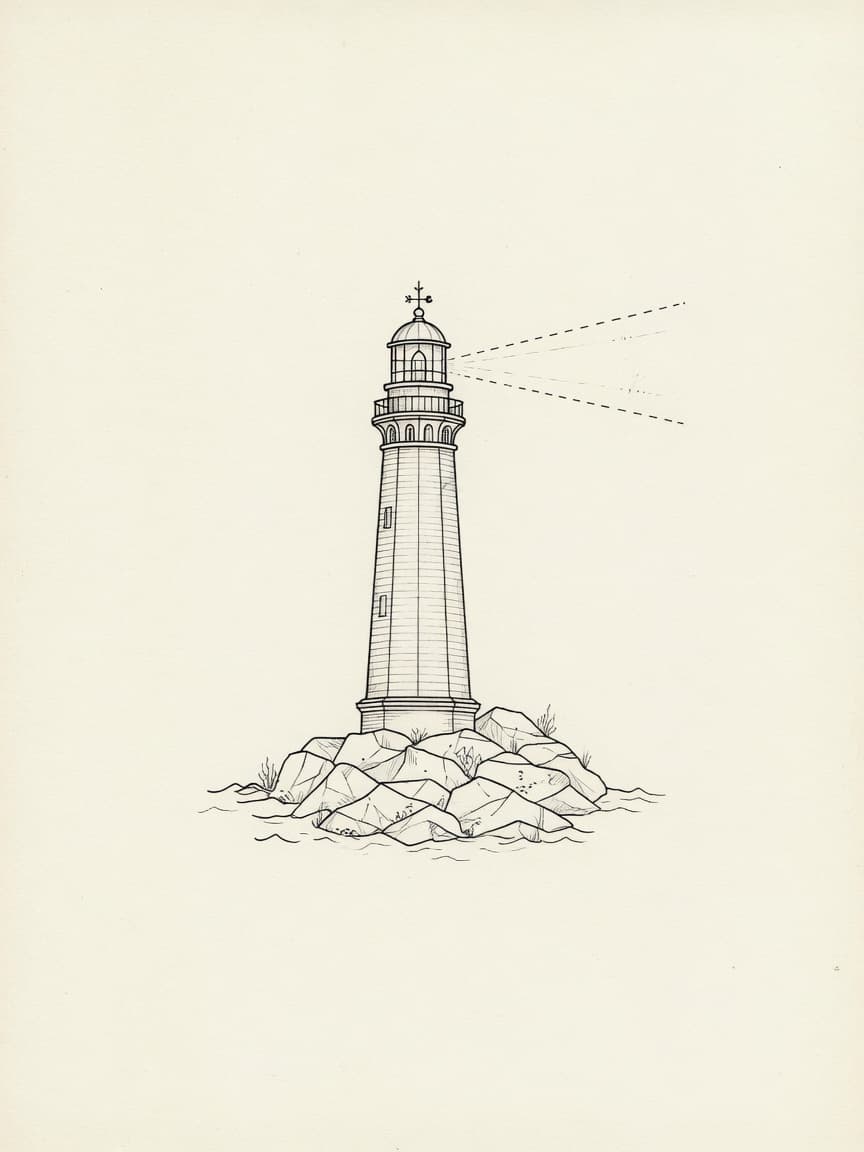 Fine Line Lighthouse tattoo