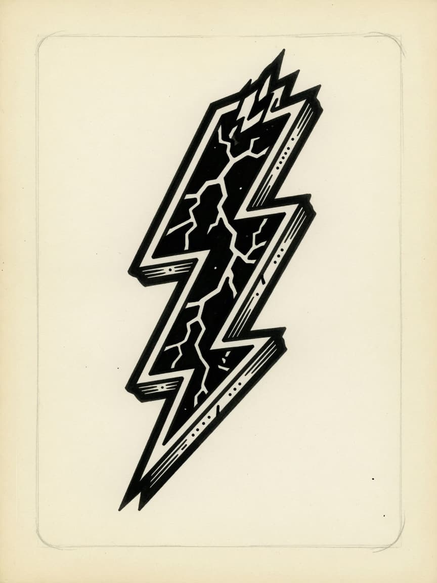 American Traditional Lightning tattoo