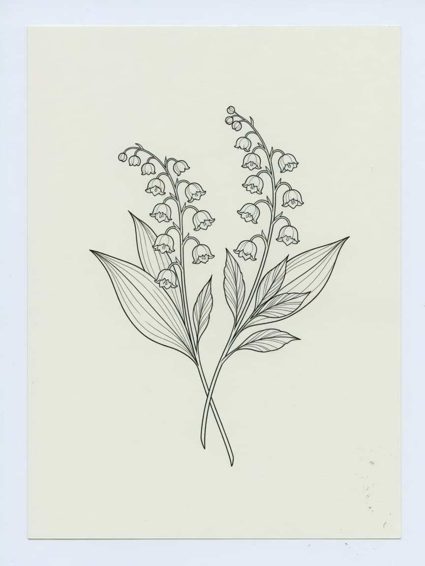 Lily of the Valley — Fine Line Tattoo Design #3 — Fine Line lily-of-the-valley tattoo design