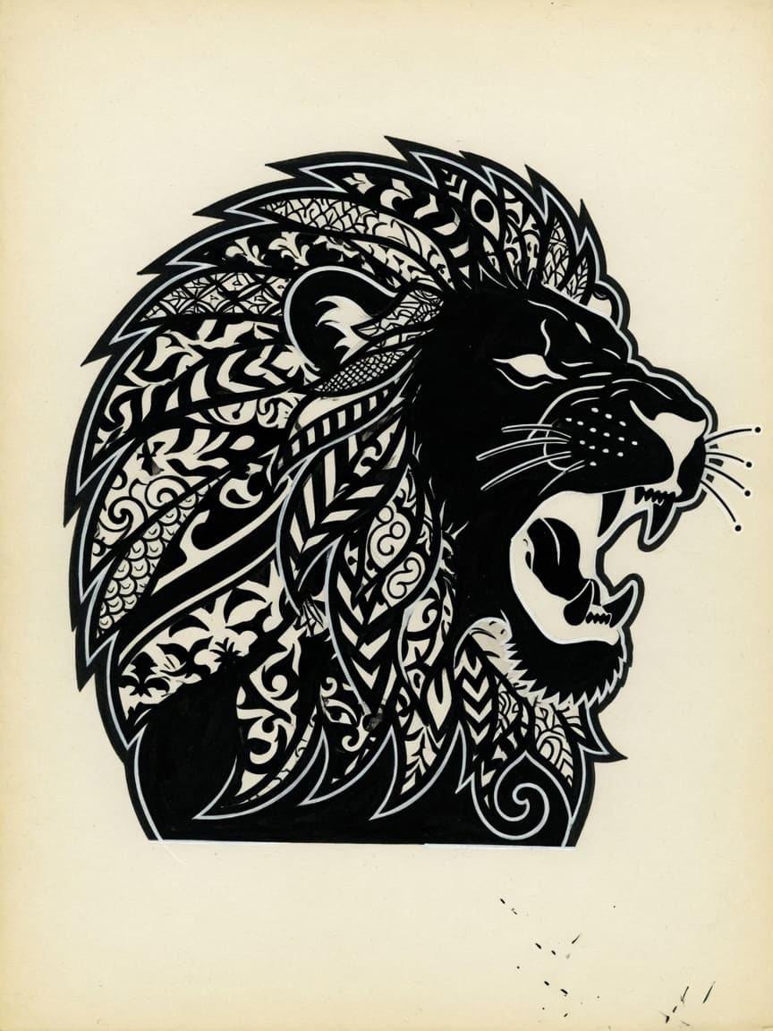 Blackwork Lion tattoo