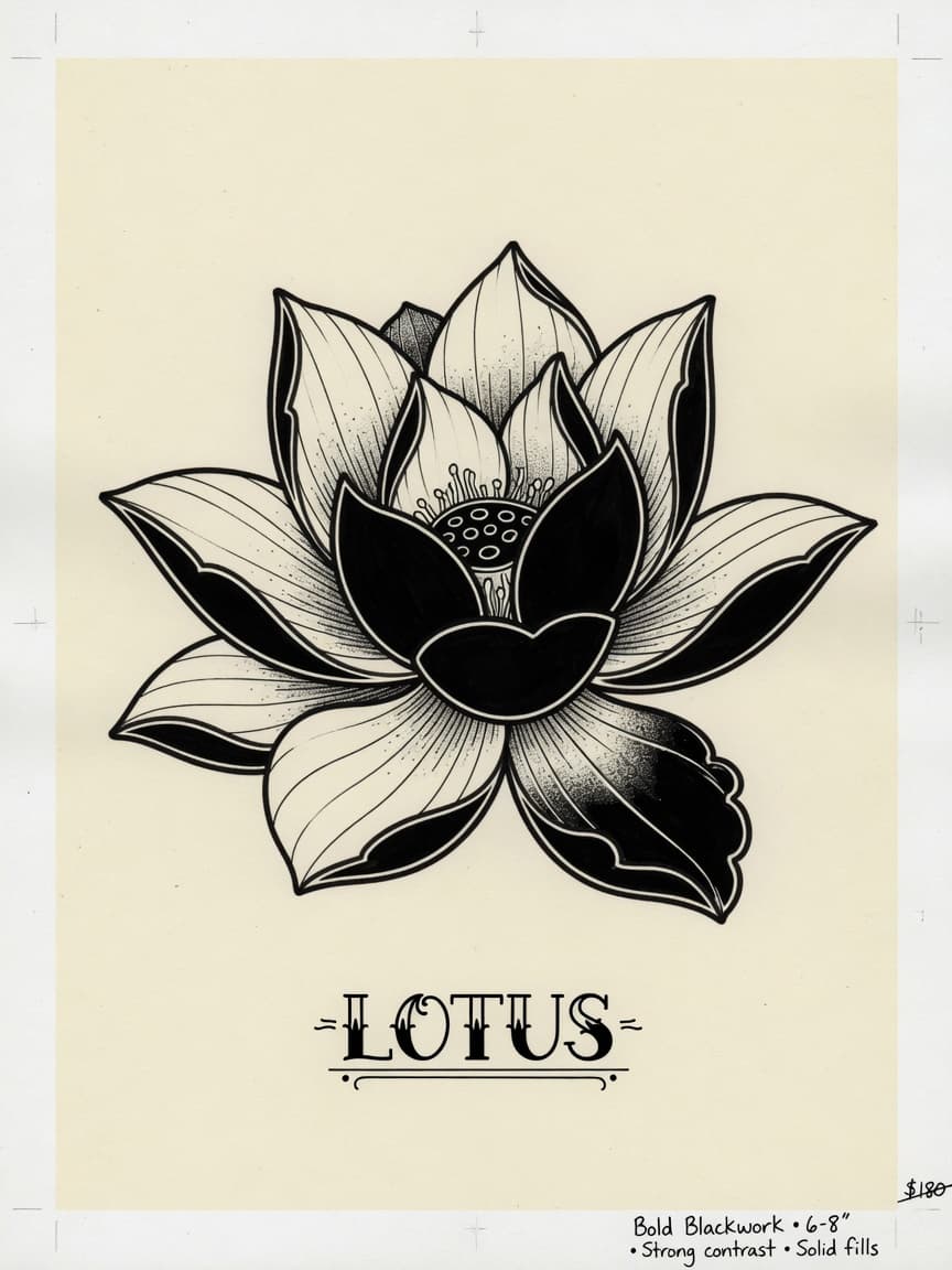 Lotus — Blackwork Tattoo — Blackwork lotus tattoo design