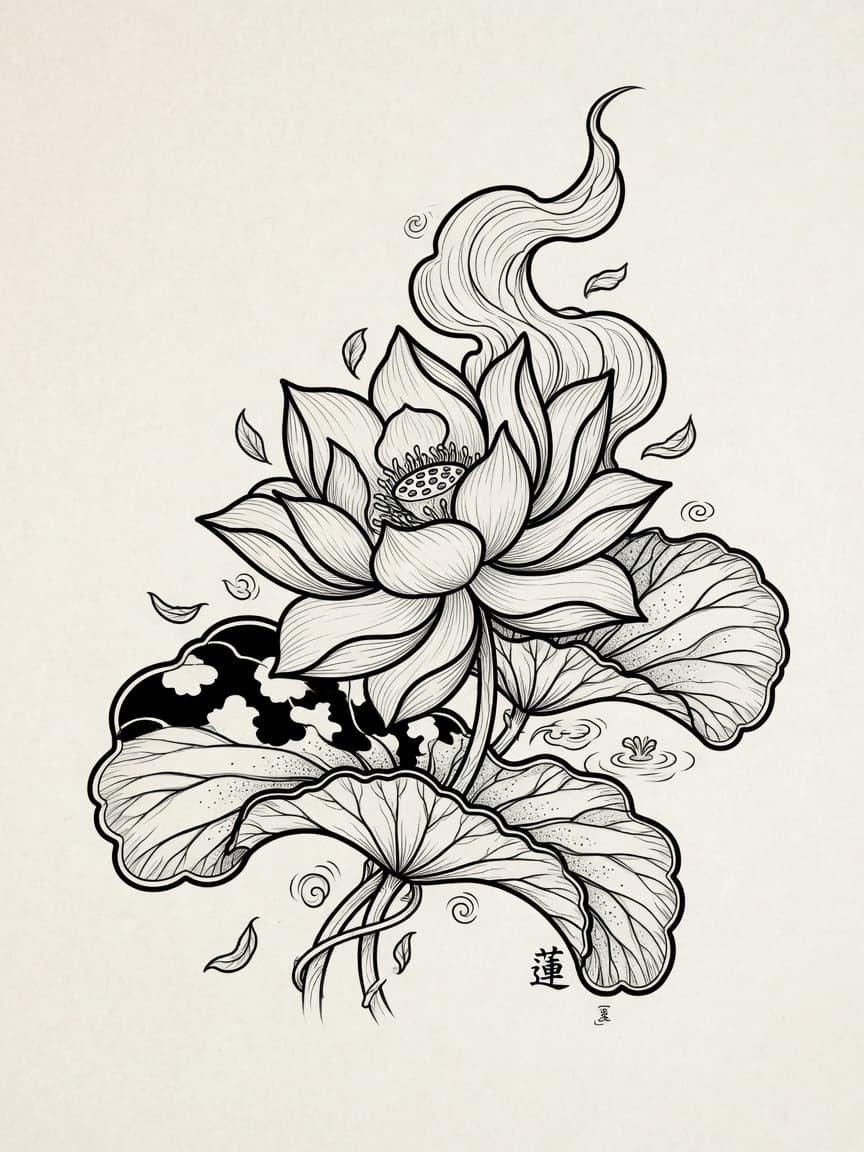 Lotus — Japanese Linework Tattoo — Japanese Linework lotus tattoo design