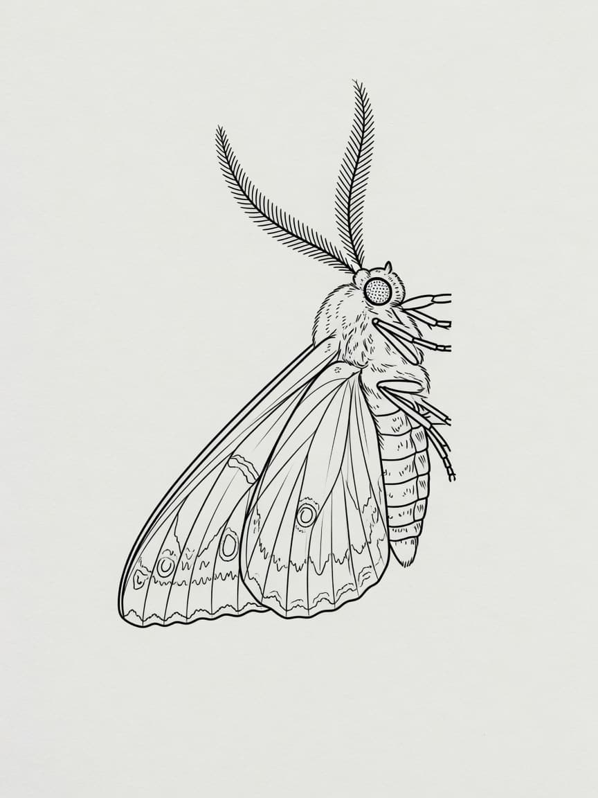 Moth — Fine Line Tattoo Design #3 — Fine Line moth tattoo design