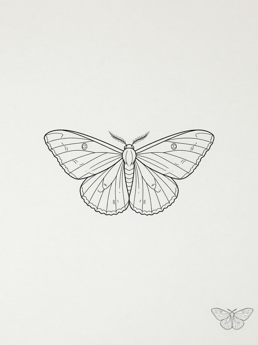 Moth — Fine Line Tattoo Design #4 — Fine Line moth tattoo design