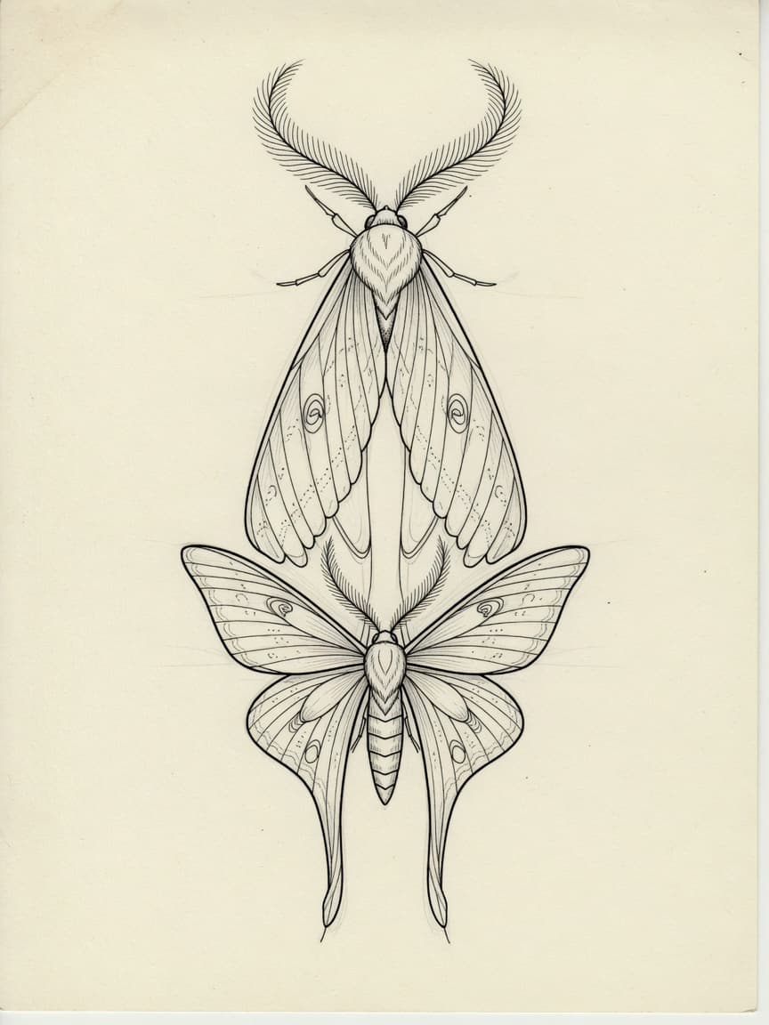 Moth — Fine Line Tattoo Design — Fine Line moth tattoo design
