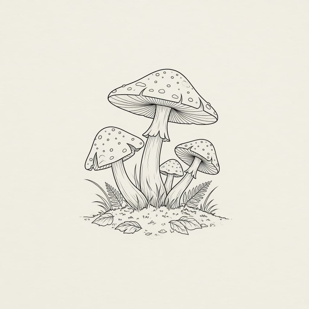 Mushroom — Fine Line Tattoo — Fine Line tattoo design for the Forearm