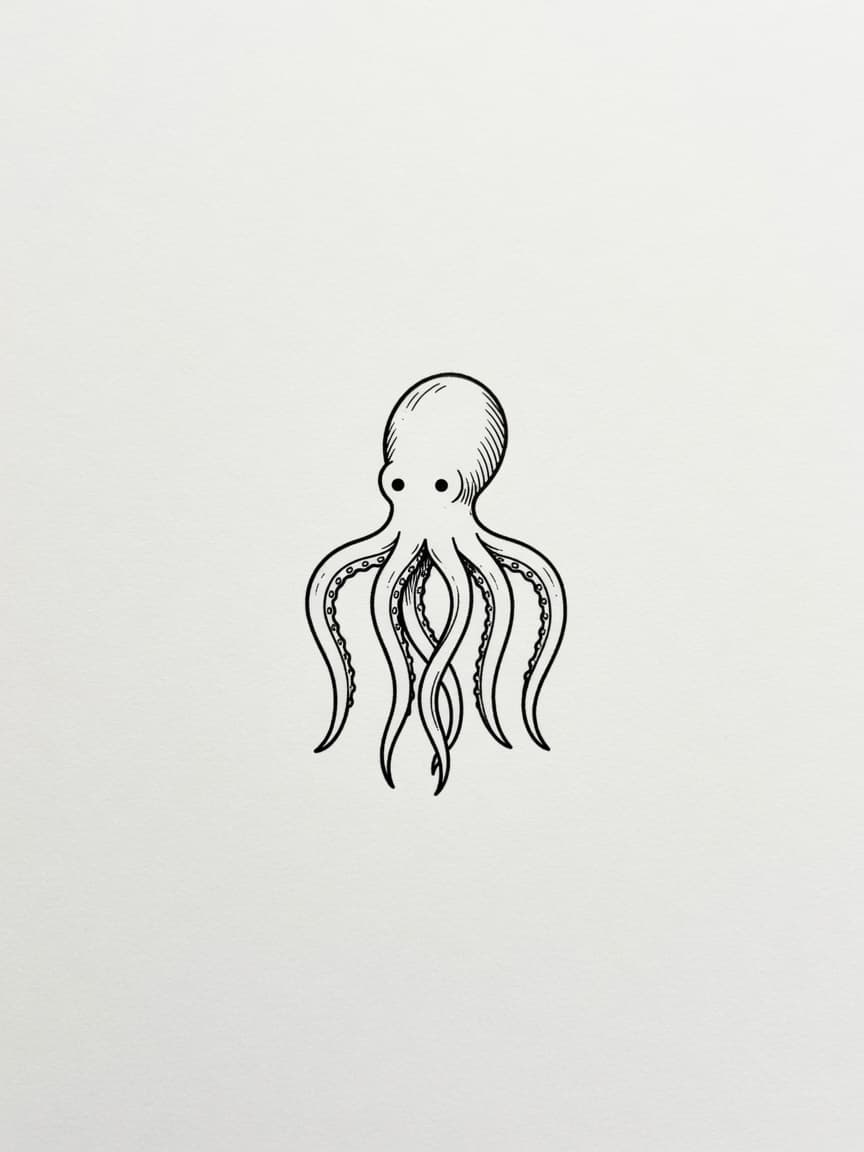 Octopus — Fine Line Tattoo Design #2 — Fine Line octopus tattoo design