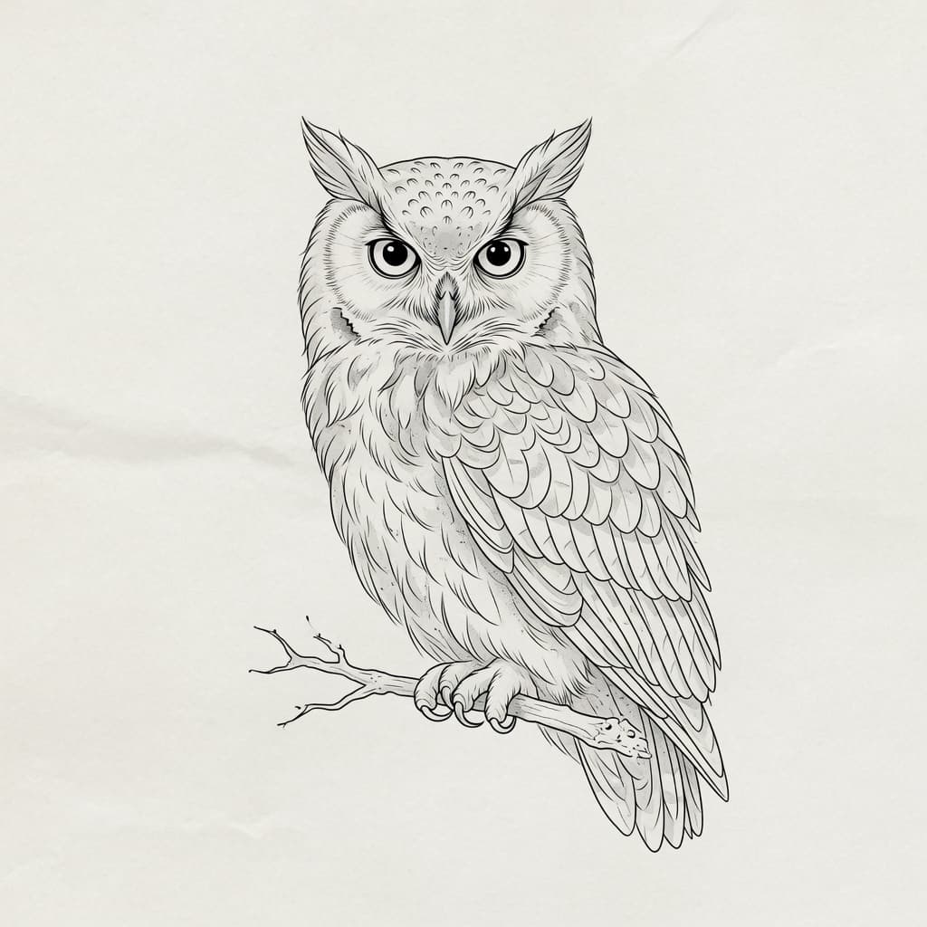 Owl — Fine Line Tattoo — Fine Line tattoo design for the Forearm