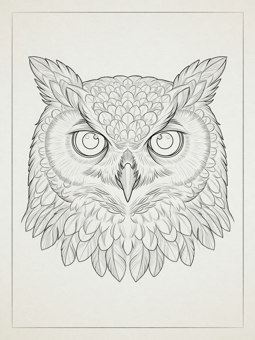 Owl — Fine Line Tattoo Design #2 — Fine Line owl tattoo design