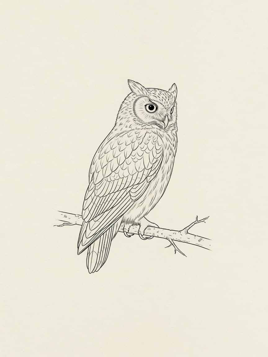 Owl — Fine Line Tattoo Design #3 — Fine Line tattoo design for the Upper Arm