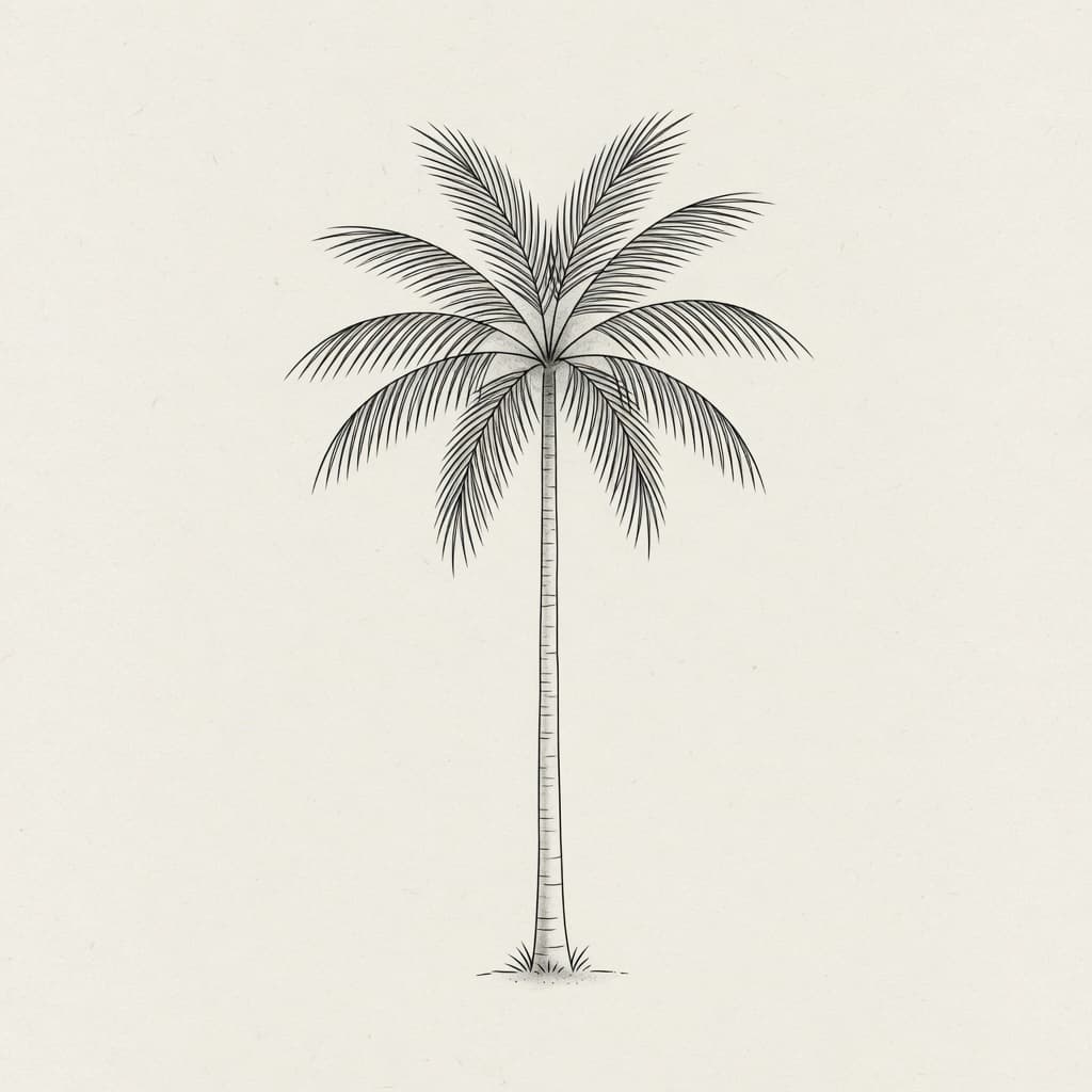Palm Tree — Fine Line Tattoo — Fine Line palm-tree tattoo design