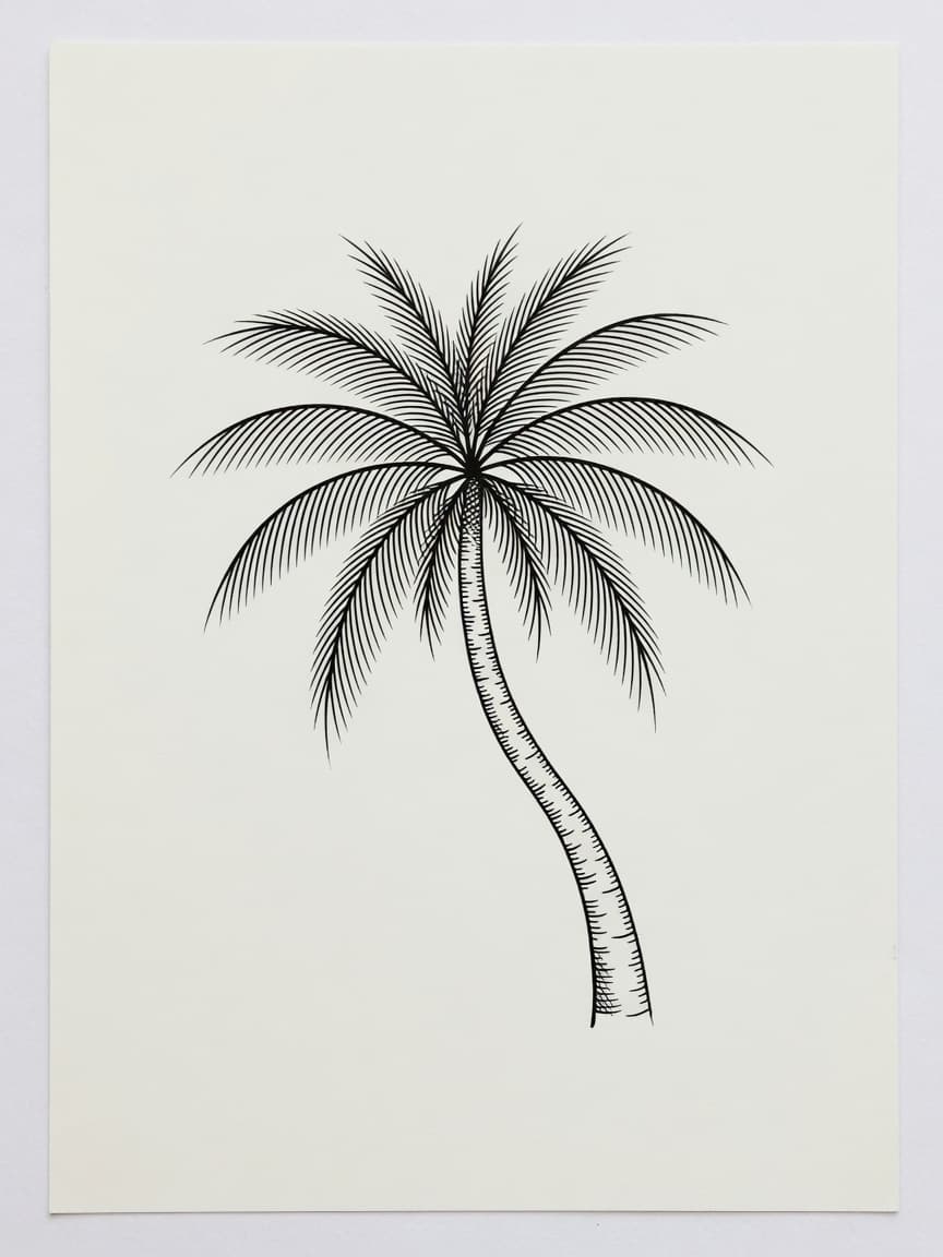Palm Tree — Fine Line Tattoo Design #2 — Fine Line palm-tree tattoo design
