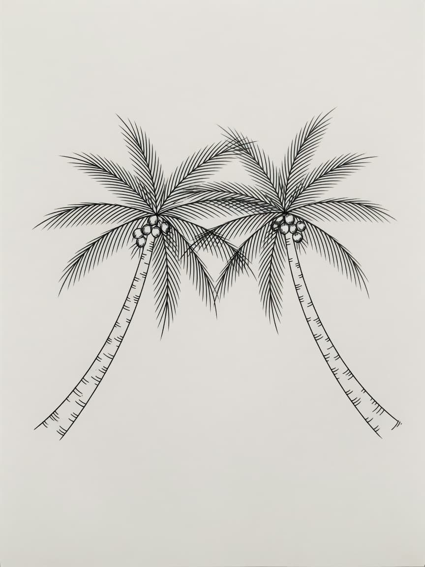 Palm Tree — Fine Line Tattoo Design #3 — Fine Line palm-tree tattoo design