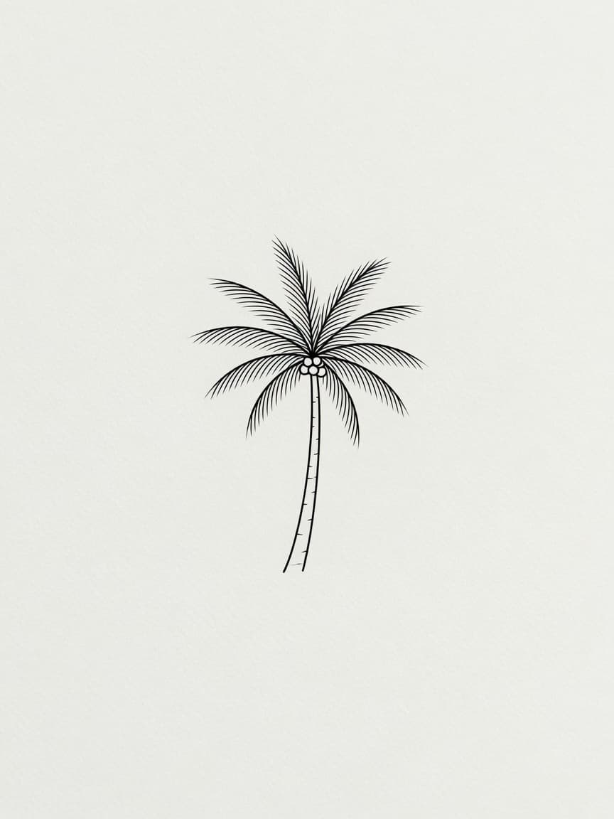 Palm Tree — Fine Line Tattoo Design #4 — Fine Line palm-tree tattoo design