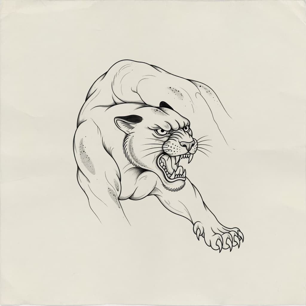 Panther — Fine Line Tattoo — Fine Line tattoo design for the Forearm