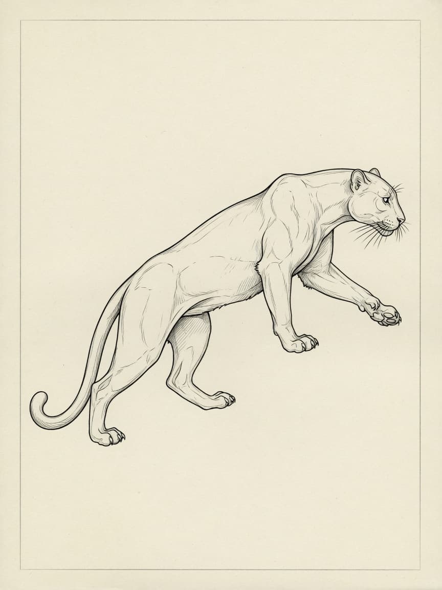 Panther — Fine Line Tattoo Design #3 — Fine Line panther tattoo design