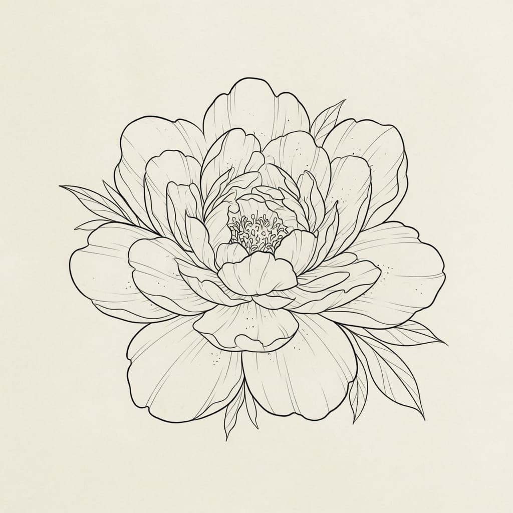 Peony — Fine Line Tattoo — Fine Line peony tattoo design