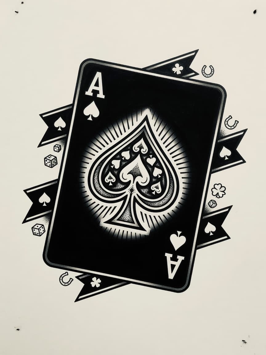 Blackwork Playing Cards tattoo