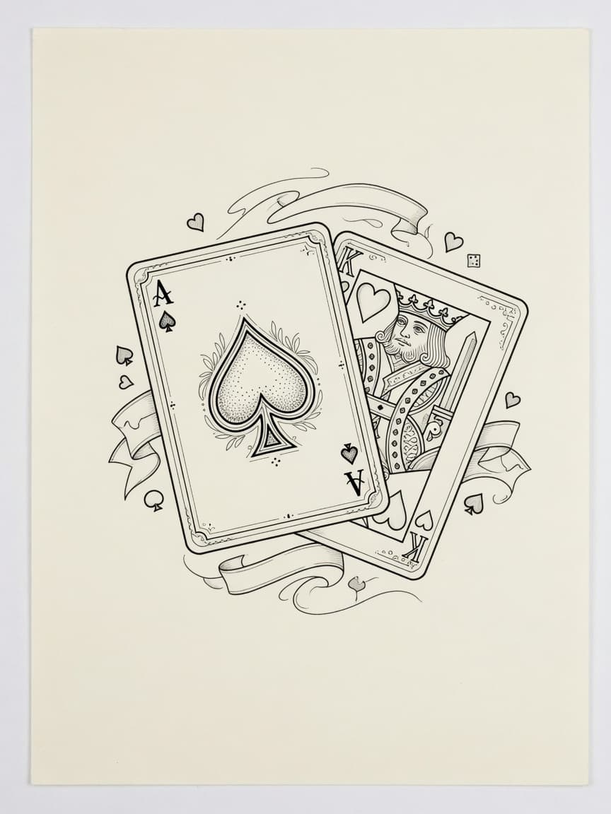 Fine Line Playing Cards tattoo