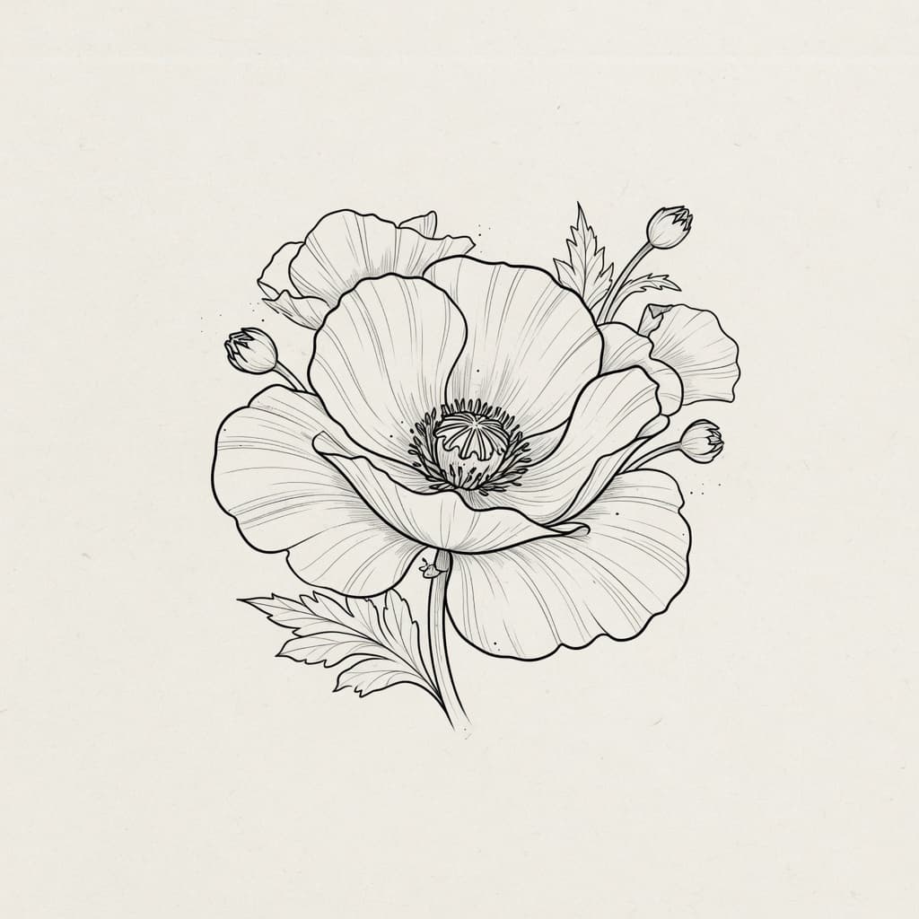 Poppy — Fine Line Tattoo — Fine Line tattoo design for the Forearm