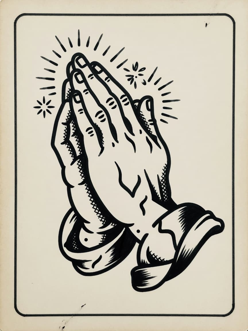 American Traditional Praying Hands tattoo