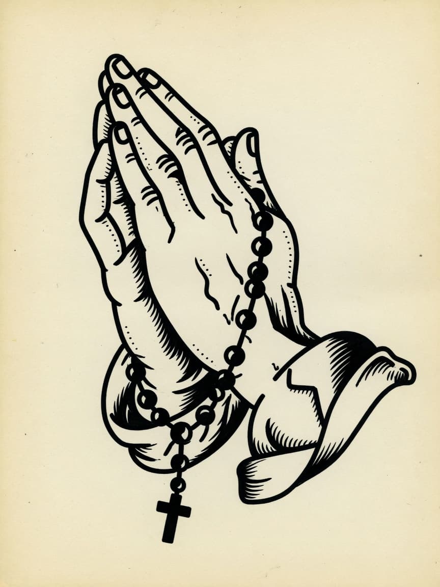 American Traditional Praying Hands tattoo