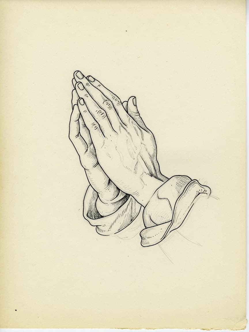 Fine Line Praying Hands tattoo