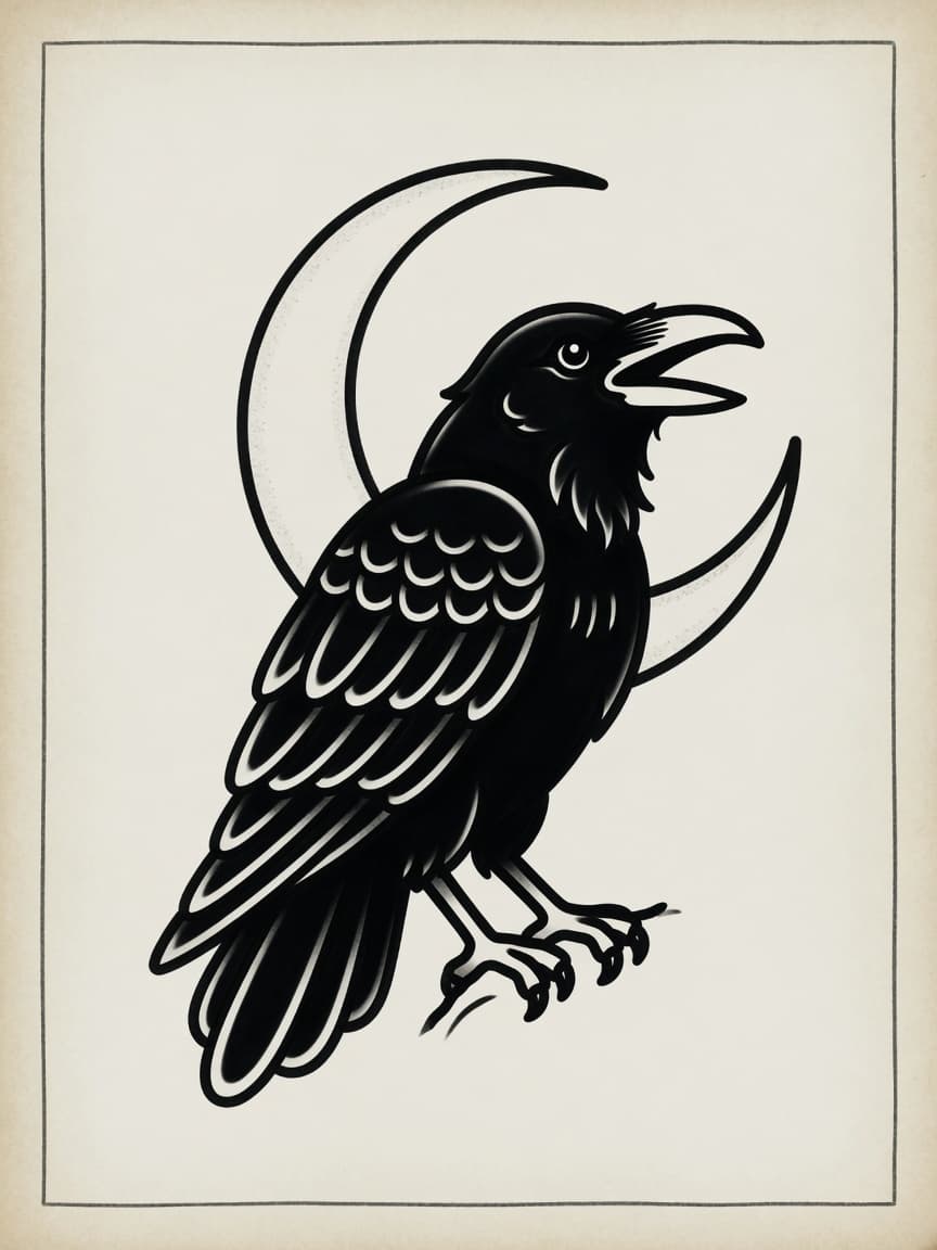 Raven — American Traditional Tattoo Design — American Traditional raven tattoo design