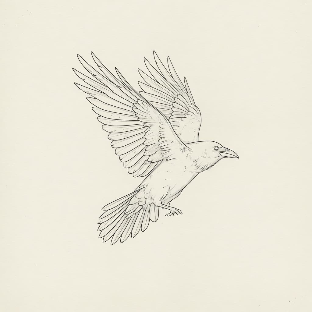 Raven — Fine Line Tattoo — Fine Line tattoo design for the Forearm