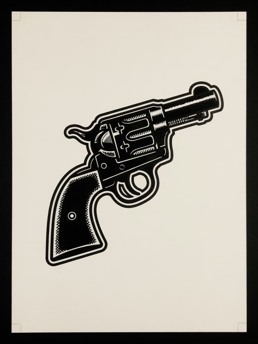Blackwork Revolver tattoo