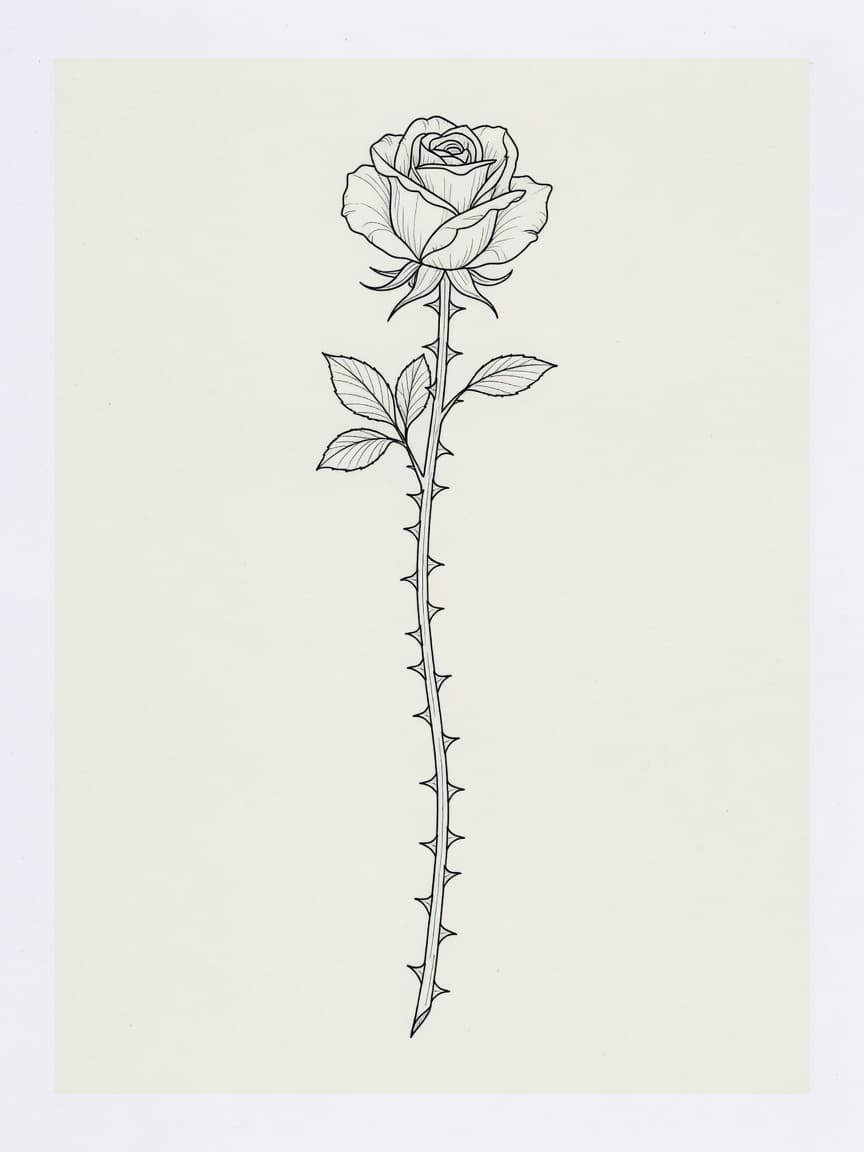 Rose — Fine Line Tattoo (Spine) — Fine Line rose tattoo design