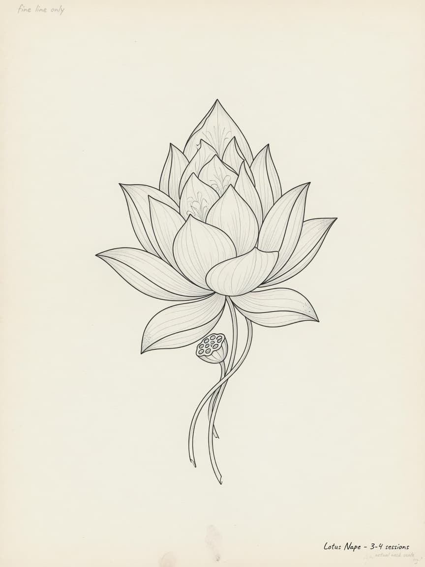 Sacred Heart — Fine Line Tattoo (Neck) — Fine Line sacred-heart tattoo design