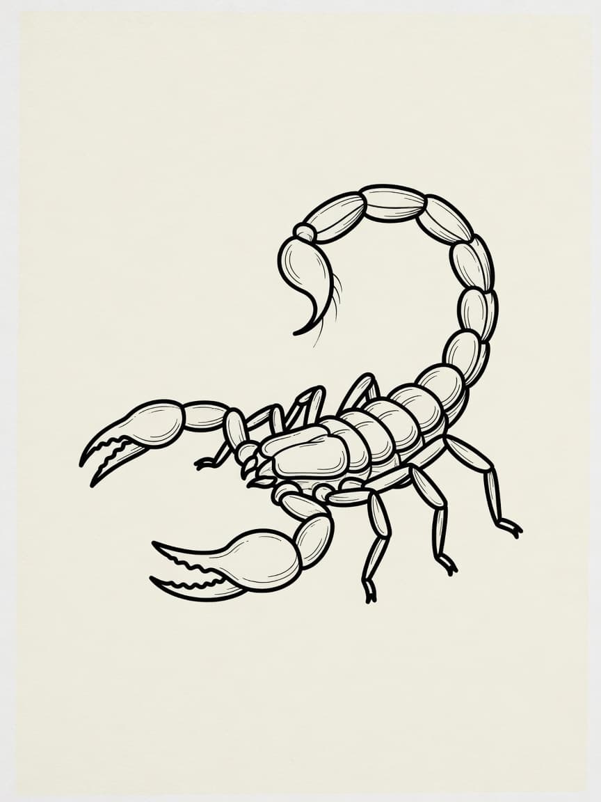 Scorpion — Fine Line Tattoo Design #2 — Fine Line scorpion tattoo design