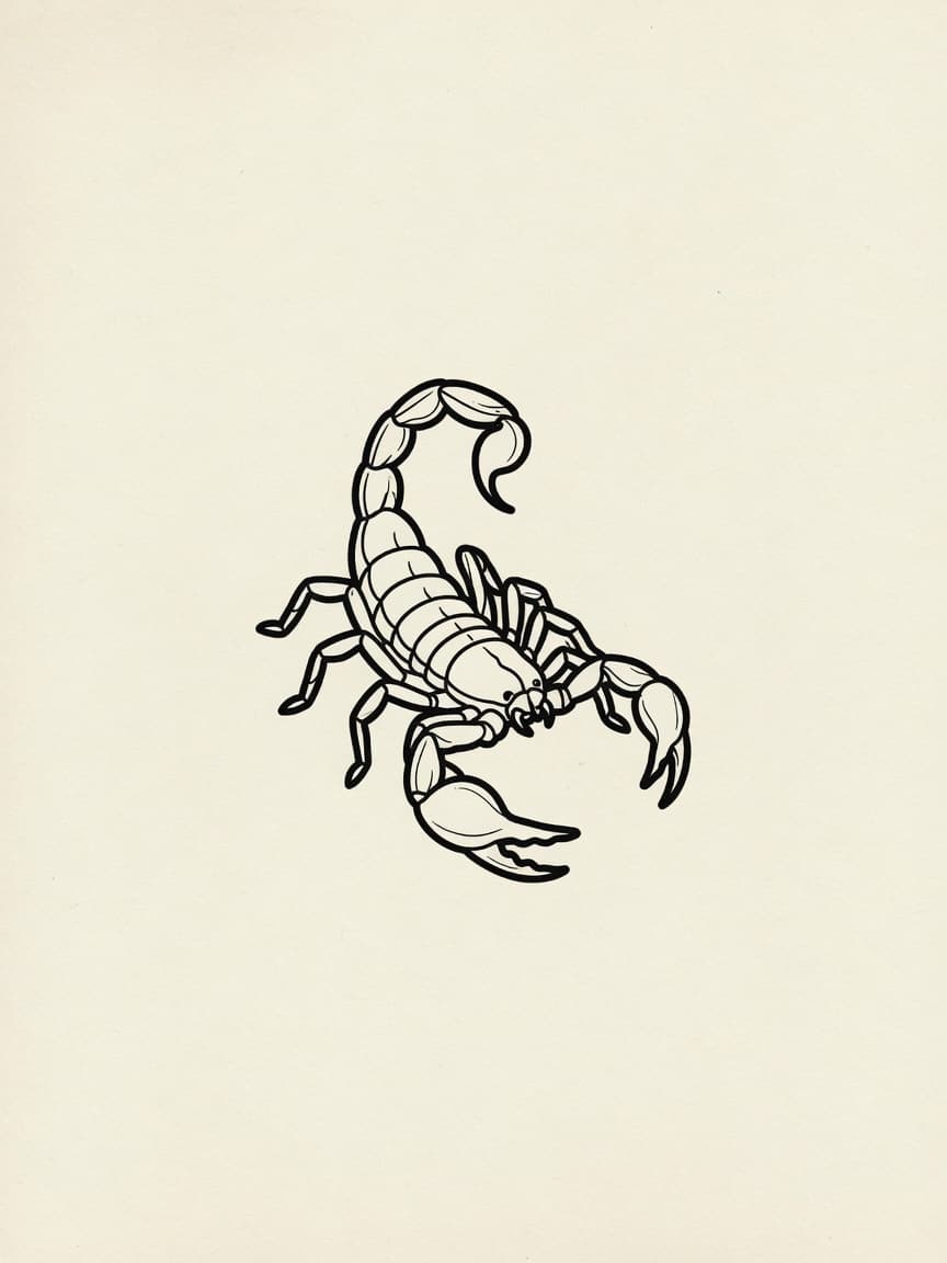Scorpion — Fine Line Tattoo Design #4 — Fine Line scorpion tattoo design