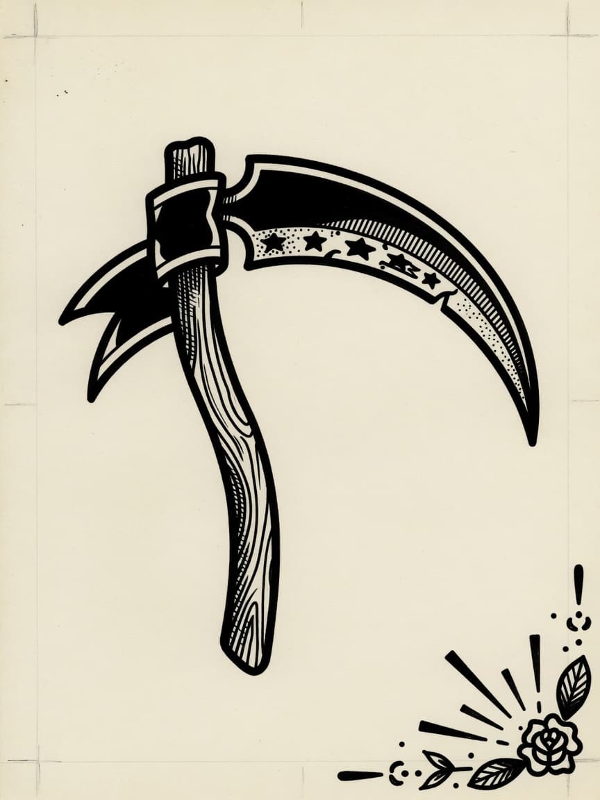 American Traditional Scythe tattoo