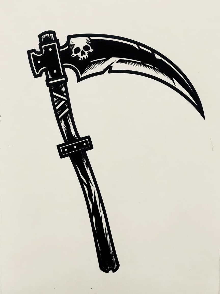 Blackwork Scythe tattoo