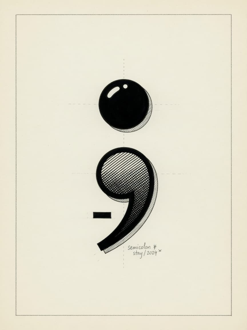Semicolon — Blackwork Tattoo — Blackwork semicolon tattoo design