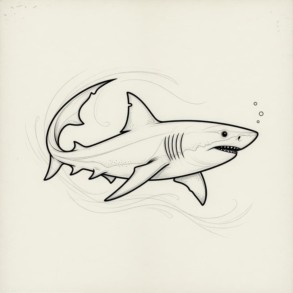 Shark — Fine Line Tattoo — Fine Line tattoo design for the Forearm