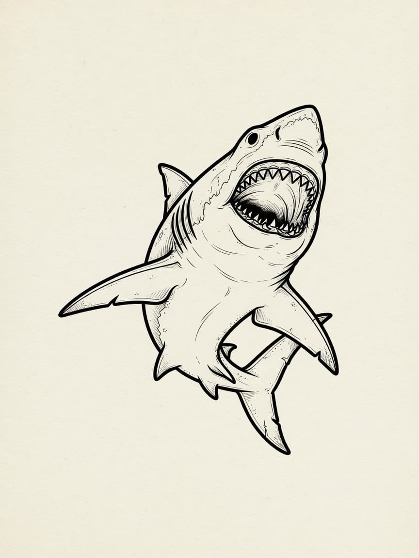 Shark — Fine Line Tattoo Design #3 — Fine Line tattoo design for the Upper Arm